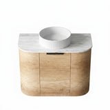 Otti Bondi Curve Wall Hung Vanity 600mm Natural Oak / Natural Carrara Marble Top BO600NST-NCA