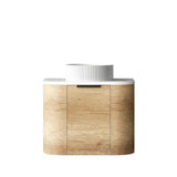 Otti Bondi Curve Wall Hung Vanity 600mm Natural Oak / Matte White Top BO600NST-MW