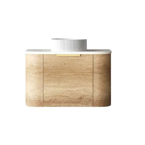 Otti Bondi Curve Wall Hung Vanity 750mm Natural Oak / Natural Carrara Marble Top BO750NST-NCA