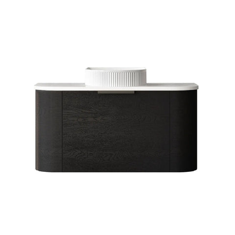 Otti Bondi Curve Wall Hung Vanity 900mm Black Oak / Matte White Top BO900BST-MW