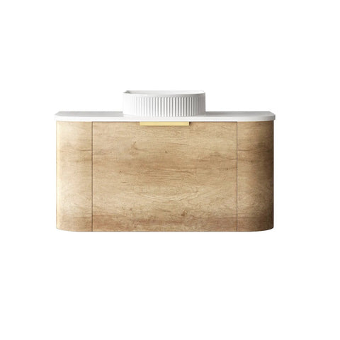 Otti Bondi Curve Wall Hung Vanity 900mm Natural Oak / Matte White Top BO900NST-MW