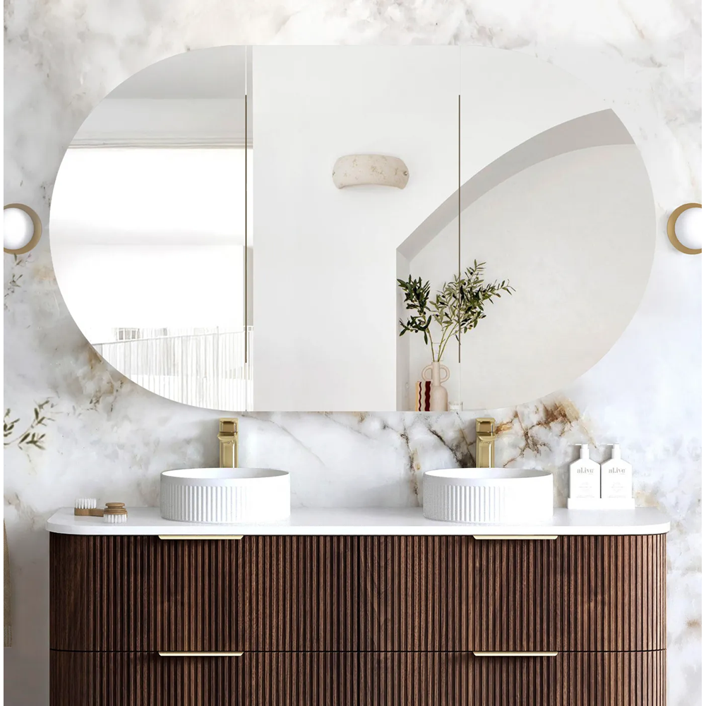 Otti Bondi Shaving Cabinet 1500x900mm Sable Walnut BOSV1590SW