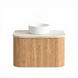Otti Bondi Curve Fluted Wall Hung Vanity 750mm Woodland Oak / Sand Dune Top BOW750LST-SD