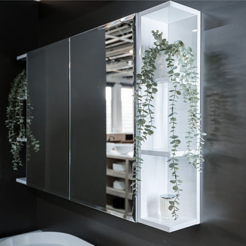 Fienza Bevel Edge Mirror Cabinet 900mm w/ 2 x 150mm Side Shelves BSS120