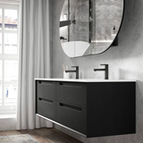 Otti Byron Wall Hung Vanity 1200mm w/ Double Bowl Black Oak / Mont Blanc Top BY1200BSTCA-D-NTH