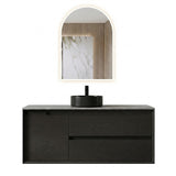 Otti Byron Wall Hung Vanity 1200mm (12 O'Clock Taphole) Black Oak / Amani Grey Top BY1200BST-G-12TH