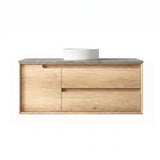 Otti Byron Wall Hung Vanity 1200mm (12 O'Clock Taphole) Natural Oak / Amani Grey Top BY1200NST-G-12TH