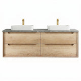 Otti Byron Wall Hung Vanity 1500mm (12 O'Clock Taphole) Natural Oak / Amani Grey Top BY1500NST-G-12TH