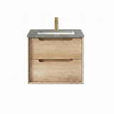 Otti Byron Wall Hung Vanity 600mm w/ Undermount Basin Natural Oak / Amani Grey Top BY600NST-G-UB