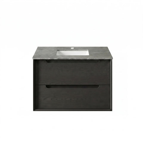 Otti Byron Wall Hung Vanity 750mm w/ Undermount Basin Black Oak / Amani Grey Top BY750BST-G-UB