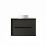 Otti Byron Wall Hung Vanity 750mm (2 O'Clock Taphole) Black Oak / Amani Grey Top BY750BST-G-2TH