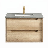 Otti Byron Wall Hung Vanity 750mm w/ Undermount Basin Natural Oak / Amani Grey Top BY750NST-G-UB