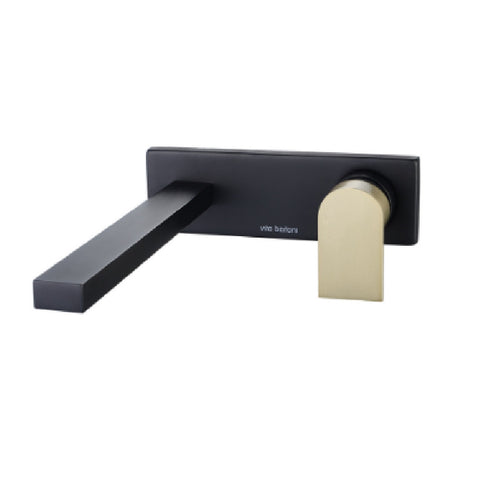 Vito Bertoni Eeva Wall Basin/Bath Set 220mm w/ Backplate Matte Black & Brass 31339