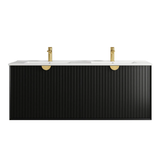 Otti Marlo Wall Hung Cabinet 1500x460x550mm (for Double Bowl) Matte Black Plywood w/ Black Handle (Cabinet Only) MA1500B