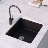 Amelie Deauville Kitchen Sink Quartz Single Bowl (Topmount/Undermount) 530x450x215mm (No Overflow) Matte Black BDOFORSB530BL