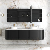 Otti Newport LED Shaving Cabinet 1800x750mm Premium Edition Black Oak LED-SSQ1875B-VP