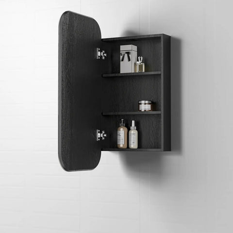 Otti Newport Shaving Cabinet Soft Square Mirror 900x450mm Black Oak SSQ9045B