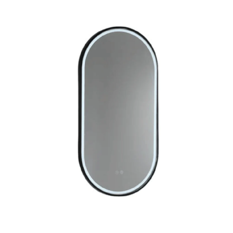 Remer Gatsby Mirror LED 600 x 1000mm with Matte Black Frame G60100D-MB