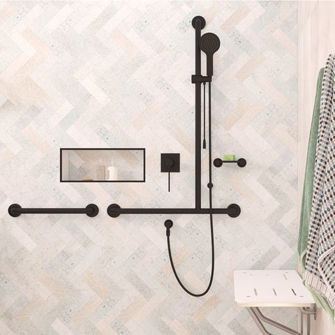 Fienza Care Grab Rail 600mm Matte Black GRAB60MB