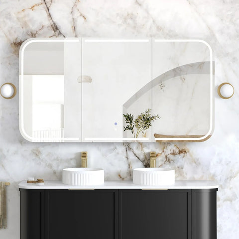 Otti Newport LED Shaving Cabinet 1500x750mm Premium Edition Black Oak LED-SSQ1575B-VP