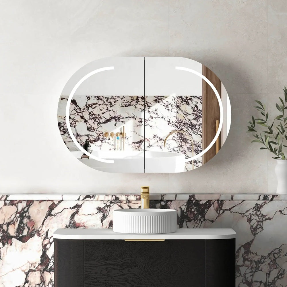 Otti Bondi LED Shaving Cabinet 900x600mm Premium Edition Black Oak LED-BOSV9060B-VP
