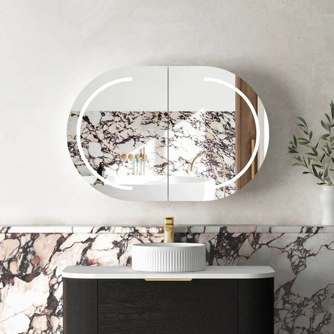 Otti Bondi LED Shaving Cabinet 900x600mm Premium Edition Black Oak LED-BOSV9060B-VP