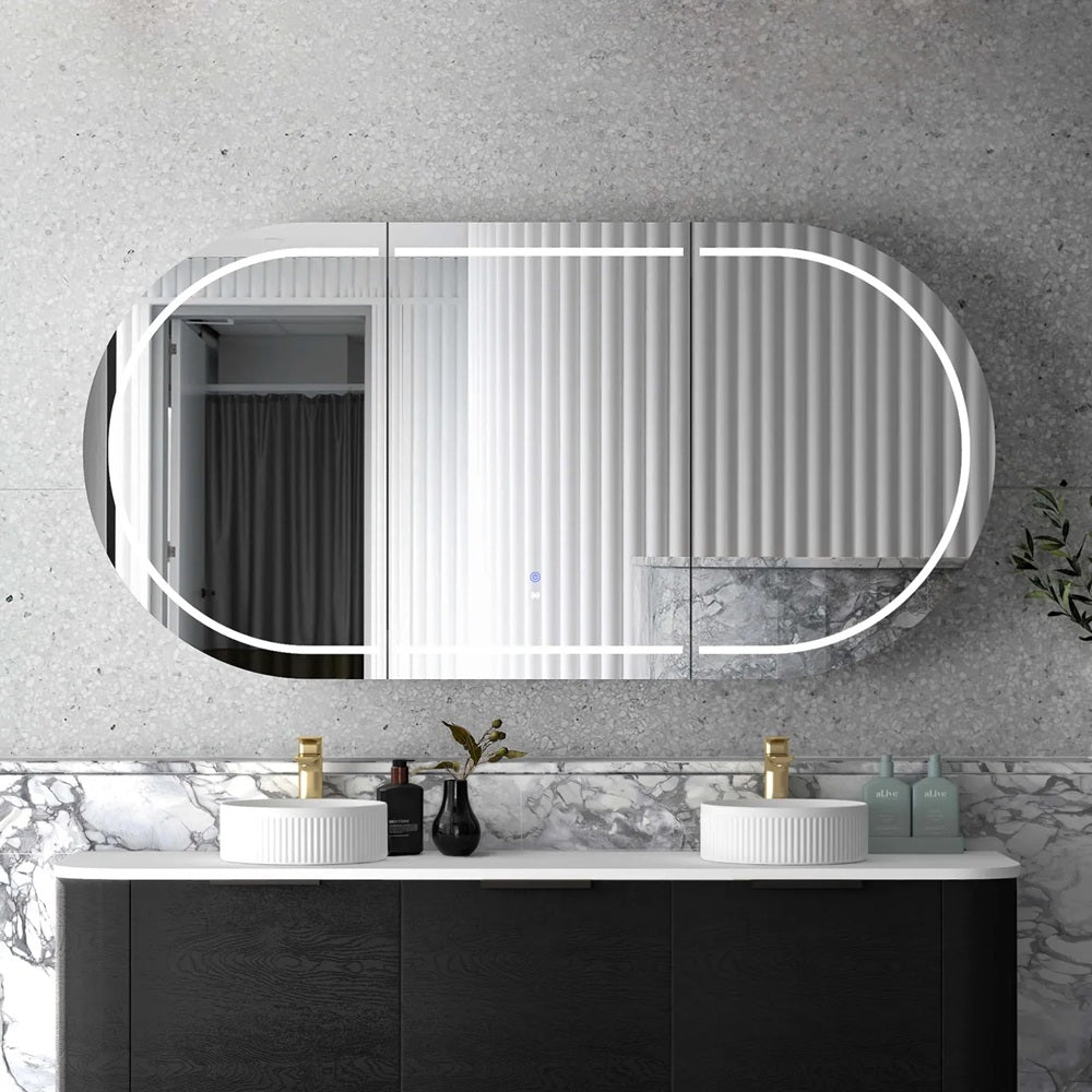 Otti Bondi LED Shaving Cabinet 1800x900mm Premium Edition Black Oak LED-BOSV1890B-VP