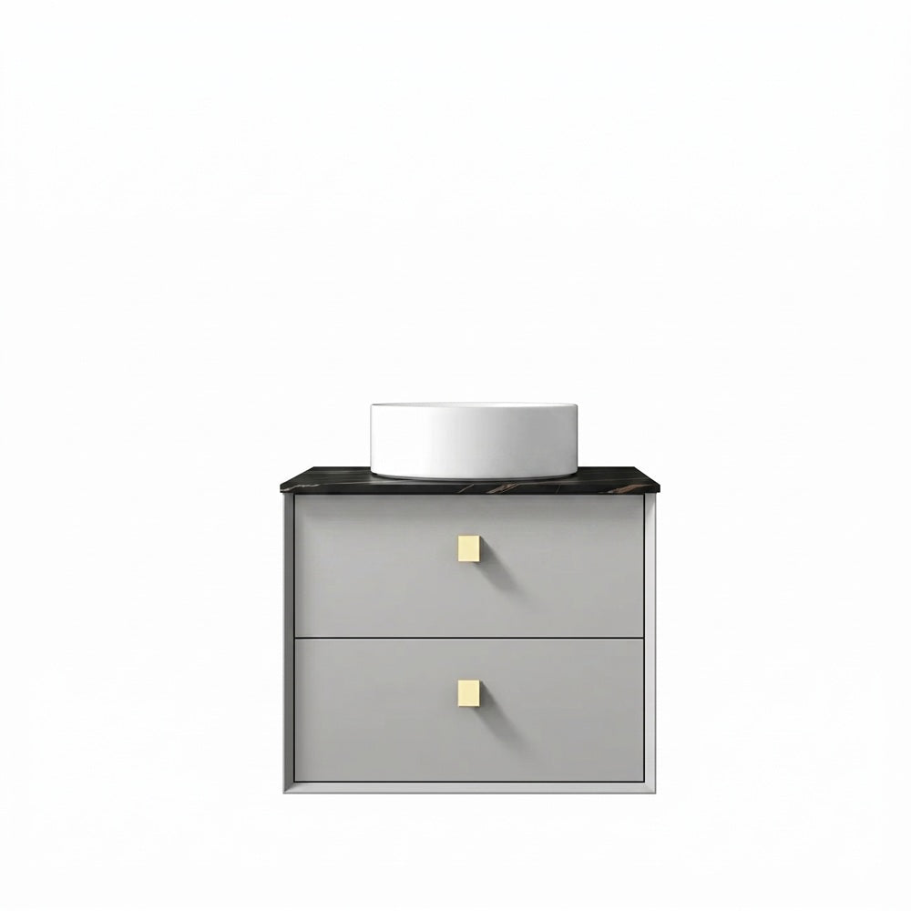 Otti Boston Wall Hung Vanity 600mm (No Taphole) Light Grey / Empire Black Top BS600LGST-EB-NTH