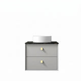Otti Boston Wall Hung Vanity 600mm (2 O'Clock Taphole) Light Grey / Empire Black Top BS600LGST-EB-2TH