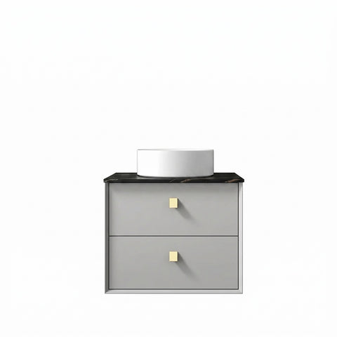 Otti Boston Wall Hung Vanity 600mm (2 O'Clock Taphole) Light Grey / Empire Black Top BS600LGST-EB-2TH