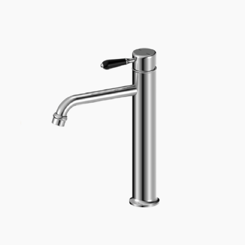 Nero York Straight Basin Mixer w/Black Porcelain Lever Chrome NR692101A03CH