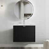 Otti Marlo Wall Hung Cabinet Only 750x460x550mm Matte Black Plywood w/ Black Handle (Cabinet Only) MA750B