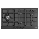 Artusi 90cm Gas Cooktop w/ Left Hand Wok & Flame Failure Matte Black AGH91MB