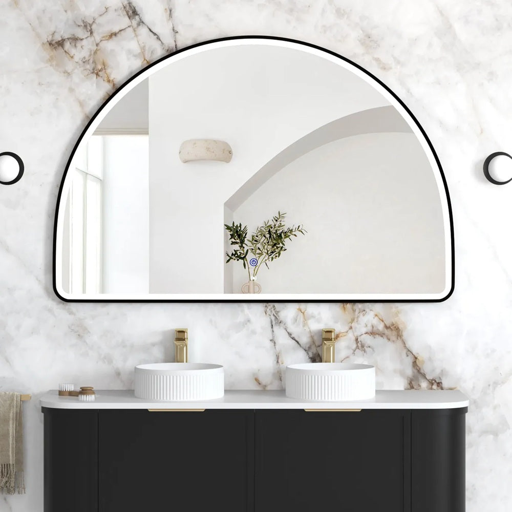 Otti LED Moonlight Archie Metal Framed Mirror 1000x1500mm Matte Black LED-MA1015B