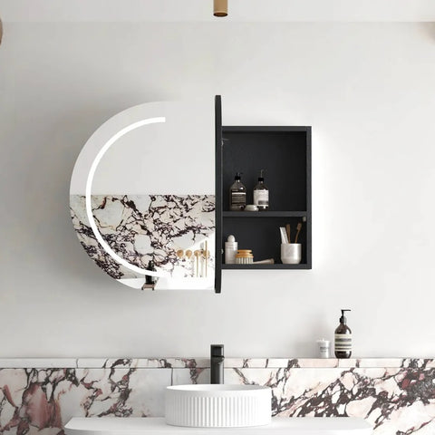 Otti Bondi LED Shaving Cabinet 900x600mm Premium Edition Black Oak LED-BOSV9060B-VP