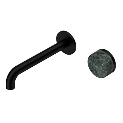 Nero Serenity Progressive Wall Basin Mixer 220mm Spout w/ Verde Alpi Handle Matte Black 24E074MB
