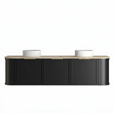 Otti Hampshire Curve Wall Hung Vanity 1800mm Satin Black / Sand Dune Top BOH1800BST-SD