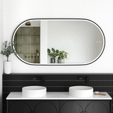 Otti LED Noosa 1500x750mm Black Metal Frame Mirror LED-OVM1575B