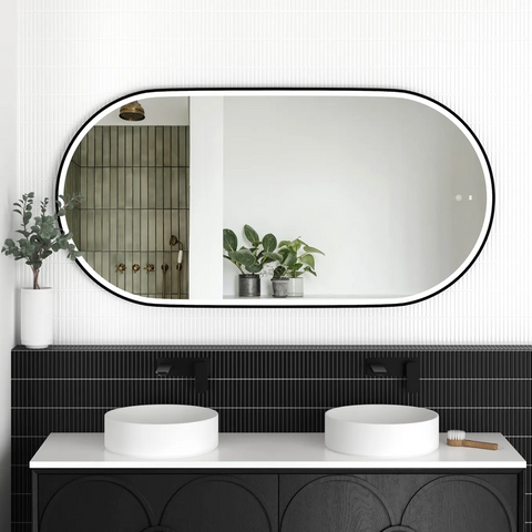 Otti LED Noosa 1500x750mm Black Metal Frame Mirror LED-OVM1575B