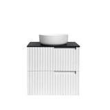 Otti Noosa Wall Hung Vanity 600mm Satin White w/ Undermount Empire Black Top & Basin NS600WST-EB-UB
