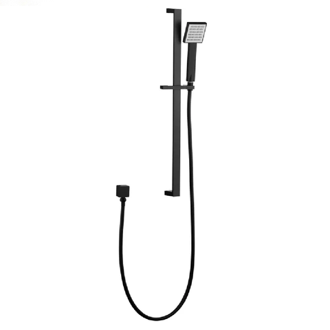 Otti Taran Shower Rail w/ Square Hand Shower Head Black ITSRB