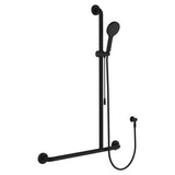 Fienza Hustle Care Inverted T Rail Shower with Push/ Pull Slider Right Hand Matte Black 444113BRH-P