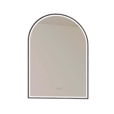 Remer Arch Mirror LED 700 x 1000mm with Matte Black Frame GAR70D-MB