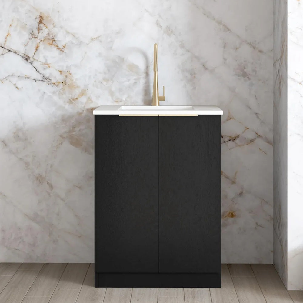 Otti Byron/Bondi Mini Laundry Kit 650mm Black Oak / Matte White Top LA-650-BYB-MW