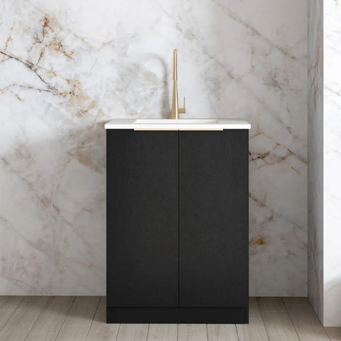 Otti Byron/Bondi Mini Laundry Kit 650mm Black Oak / Matte White Top LA-650-BYB-MW