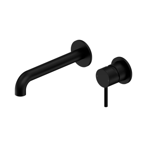 Amelie Royale II Pin Wall Basin/Bath Mixer Pin Separate Back Plate 185mm Curved Spout (Trim Kit)  Matte Black BDO25B017MB