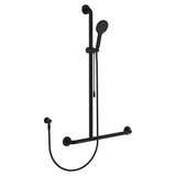 Fienza Hustle Care Inverted T Rail Shower with Push/ Pull Slider Left Hand Mattte Black 444113BLH-P