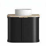 Otti Hampshire Curve Wall Hung Vanity 600mm Satin Black / Sand Dune Top BOH600BST-SD