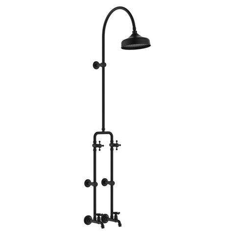 Fienza Lillian Exposed Rail Shower & Bath Set Matte Black 455122BL