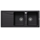 BLANCO SONA 8S Sink Inset Double Bowl With Left Hand Drainer 1160mm (1 Taphole) Black 528075